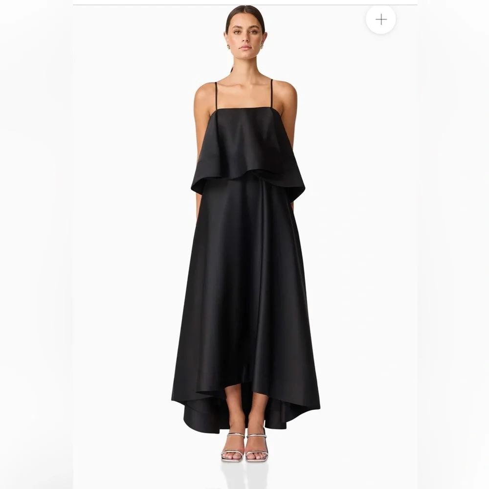 elliatt reyna black tiered ruffle draped satin maxi dress size medium NEW - Picture 10 of 14